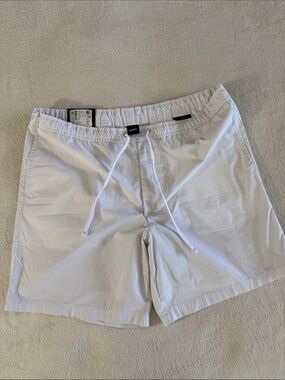 BOSS White Elastic Waist Drawstring Shorts